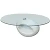vidaXL Table basse avec dessus de table en verre ovale Blanc brillant