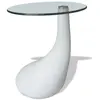 vidaXL Table basse avec dessus de table en verre rond Blanc brillant
