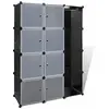 vidaXL Armoire modulaire 9 compartiments Noir et blanc 37 x 115x150 cm