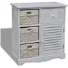 vidaXL Armoire en bois 3 paniers gauches en tissage Blanc