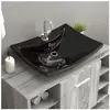 VIDAXL Lavabo rectangulaire en céramique noir de luxe avec trop-plein et trou