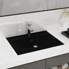VIDAXL Vasque à poser en céramique noir perçage pour la robinetterie 60x46cm