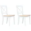 vidaXL Chaises à manger lot de 2 blanc et bois clair bois hévéa massif