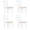 vidaXL Chaises à manger lot de 4 blanc et bois clair bois hévéa massif