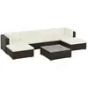 vidaXL Salon de jardin 7 pcs avec coussins Résine tressée Marron