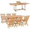 vidaXL Meuble à dîner d'extérieur 7 pcs 150-200x100x75 cm Teck massif