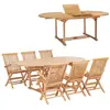 vidaXL Meuble à dîner d'extérieur 7 pcs 150-200x100x75 cm Teck massif
