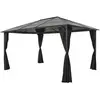 vidaXL Tonnelle avec rideau Aluminium 4x3x2,6 m Noir