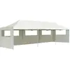 vidaXL Tente de réception pliable avec 5 parois 3x9 m Blanc cassé