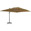 vidaXL Parasol en porte-à-faux avec mât en aluminium 400x300 cm taupe