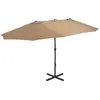 vidaXL Parasol d'extérieur et poteau en aluminium 460 x 270 cm Taupe