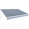 vidaXL Auvent pliable manuel 350 cm Bleu/blanc