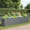 vidaXL Lit surélevé de jardin 400x80x81 cm Acier galvanisé Gris