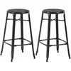 vidaXL Tabourets de bar lot de 2 noir acier