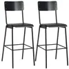 vidaXL Chaises de bar lot de 2 noir contreplaqué solide et acier
