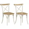 vidaXL Chaises à dossier croisé 2 pcs Blanc Bois de manguier solide