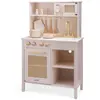 Cuisine en bois et rotin rose