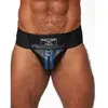 Mister b leather premium jockstrap black/Blauw Small