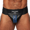 Mister b leather premium jockstrap black/Blauw Large