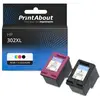 PrintAbout huismerk Inktcartridge 302XL (F6U67AE) Zwart + 3 kleuren Multipack Hoge capaciteit geschikt voor HP