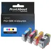 PrintAbout huismerk Inktcartridge PGI-5BK 4-kleuren 4-kleuren Multipac...