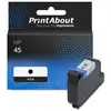 PrintAbout huismerk Inktcartridge 45 (51645AE) Zwart Geschikt voor HP