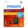 Carte mémoire Philips MicroSDHC 16 Go avec adaptateur SD Noir