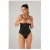 Crotch-/Cupless Wetlook Body Gemma - Zwart