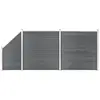 vidaXL Ensemble de clôture WPC 2 Carré + 1 Incliné 446 x 186 cm Gris
