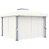 vidaXL Tonnelle avec rideau 3x3 m Blanc crème Aluminium