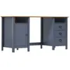 vidaXL Bureau Hill Gris 150x50x74 cm Bois de pin solide