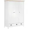 vidaXL Garde-robe à 3 portes Hill Blanc 127x50x170 cm Bois pin solide