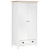 vidaXL Garde-robe à 2 portes Hill Blanc 89x50x170cm Bois de pin solide