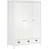 vidaXL Garde-robe à 3 portes Hill Blanc 127x50x170 cm Bois pin solide