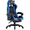vidaXL Fauteuil de jeux vidéo avec repose-pied Bleu et noir Similicuir