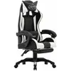 vidaXL Fauteuil de jeux vidéo et repose-pied Blanc et noir Similicuir