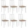 vidaXL Chaises à manger avec coussins lot de 6 blanc bois solide