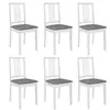 vidaXL Chaises à manger avec coussins lot de 6 blanc bois solide