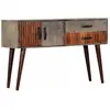 vidaXL Table console Gris 120x35x75 cm Bois de manguier massif brut