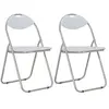 vidaXL Chaises pliantes à manger lot de 2 blanc similicuir