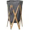 vidaXL Panier à linge pliable Gris Bois et tissu