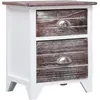vidaXL Table de chevet Marron et blanc 38x28x45 cm Bois de Paulownia