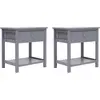vidaXL Tables de chevet 2 pcs Gris 40x29x42 cm Bois de Paulownia