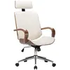 vidaXL Chaise de bureau avec appuie-tête Crème Similicuir et bois