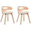 vidaXL Chaises à manger lot de 2 crème bois courbé et similicuir