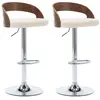 vidaXL Tabourets de bar lot de 2 crème similicuir et bois courbé