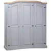 vidaXL Garde-robe avec 3 portes Gamme Corona pin mexicain Gris