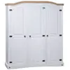 vidaXL Garde-robe avec 3 portes Gamme Corona pin mexicain Blanc