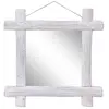 vidaXL Miroir à bûches Blanc 70x70 cm Bois de récupération massif