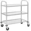 vidaXL Chariot de cuisine à 3 niveaux 95x45x83,5 cm Acier inoxydable